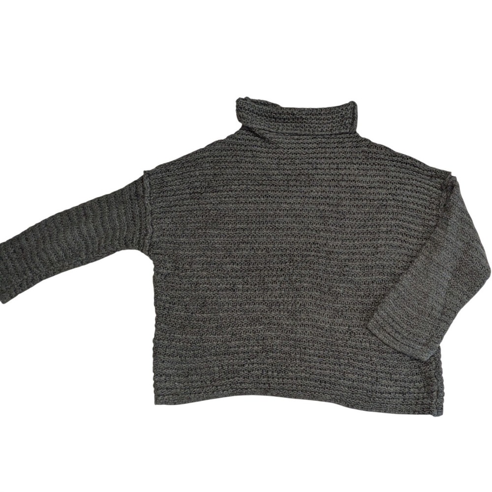 Aerie W Charcoal Gray Chunky Knit Roll Neck Turtleneck Oversized Sweater Small